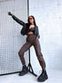 "CARGO DAY" odos imitacijos kelnės C9259-3 - CHOCO